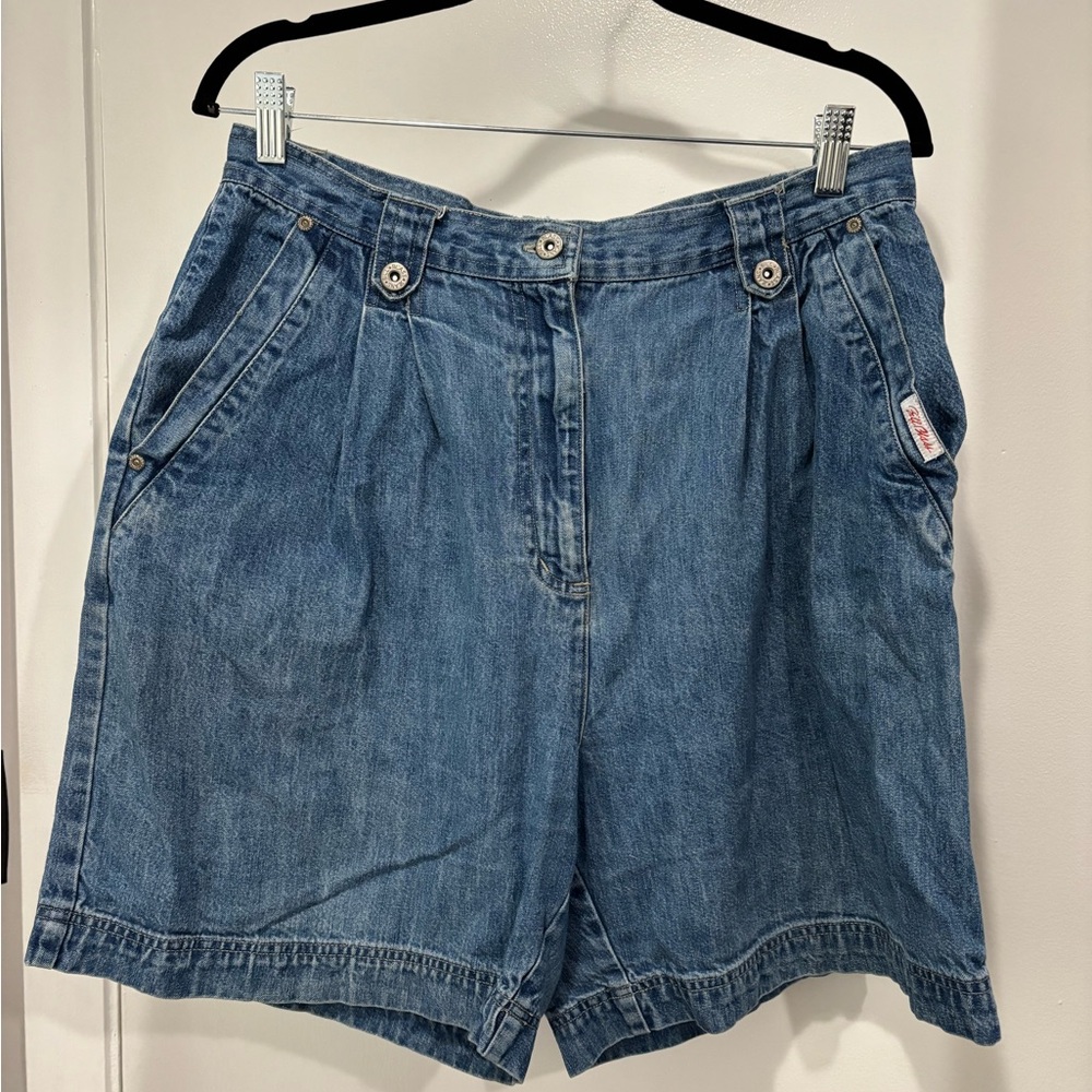 bill blass Vintage-Inspired Blue Denim Jean Shorts